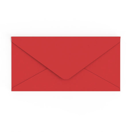 DL Cherry Red British Made Gummed V-Flap Envelope (110 x 220mm)